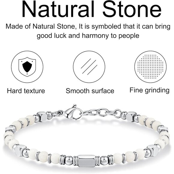 Silver & White Boho Beaded Bracelets for Women Trendy Jewelry Gifts for Lover - Picture 4 of 7